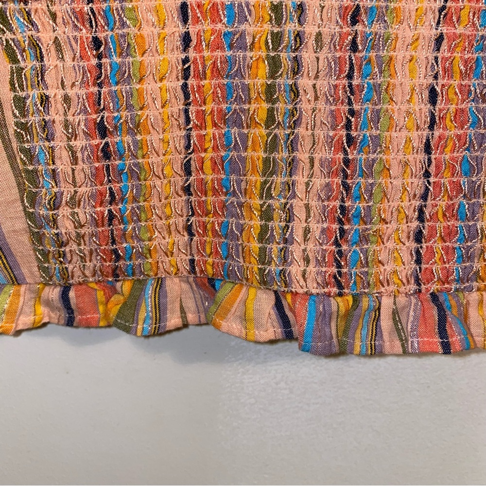 NWT $88 Anthropologie x Pilcro Peach Rainbow Smocked Pullover Top XL - Picture 12 of 12
